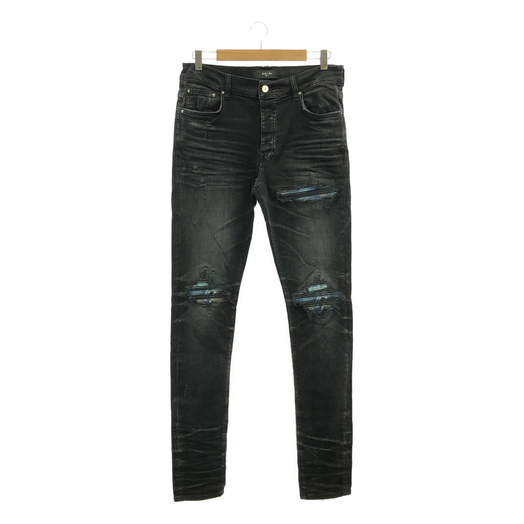 【미품】 AMIRI / 아밀리 | 2024SS | MX1 PLAID JEAN 데미지 가공 블랙 데님 팬츠 | 33 | 블랙 | 남성