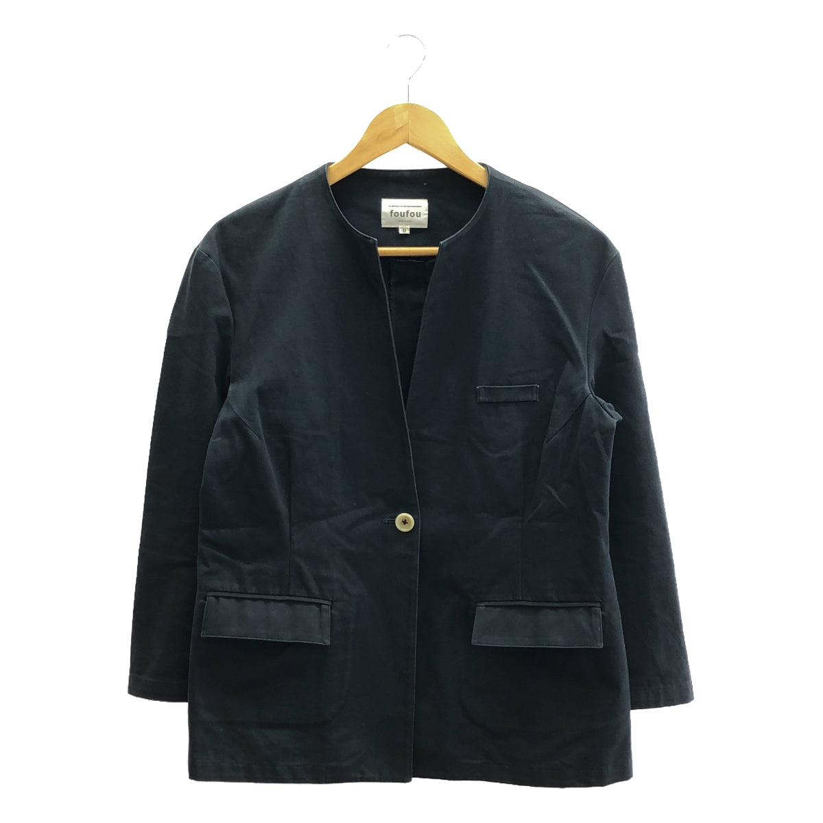 foufou / フーフー | no collar jacket /ノーカラージャケット | 0 | ネイビー | レディース