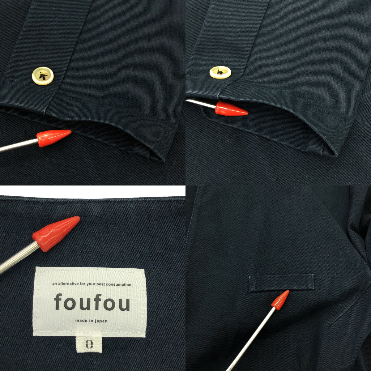 foufou / フーフー | no collar jacket /ノーカラージャケット | 0 | ネイビー | レディース