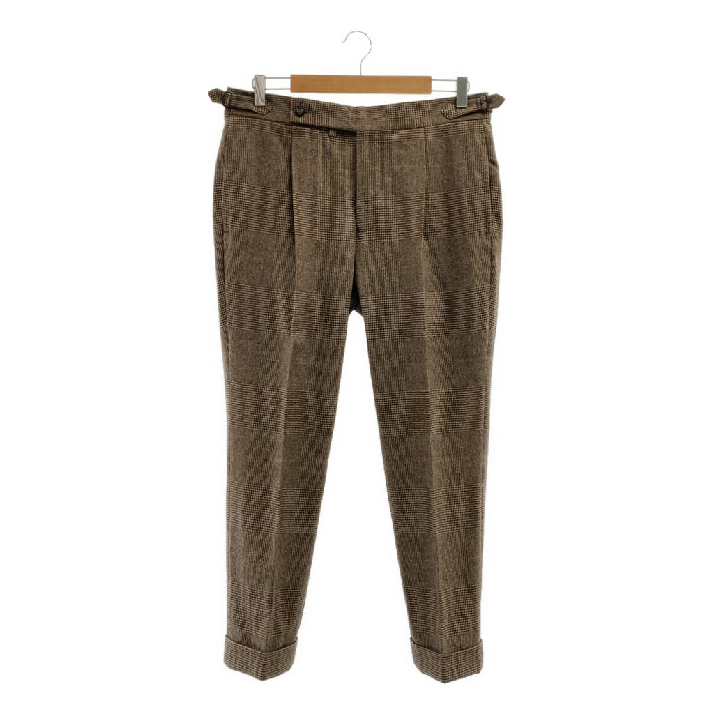 Stile Latino / スティレラティーノ | PAN4 ウール グレンチェック サイドアジャスター タック スラックス パンツ | 48 | メンズ