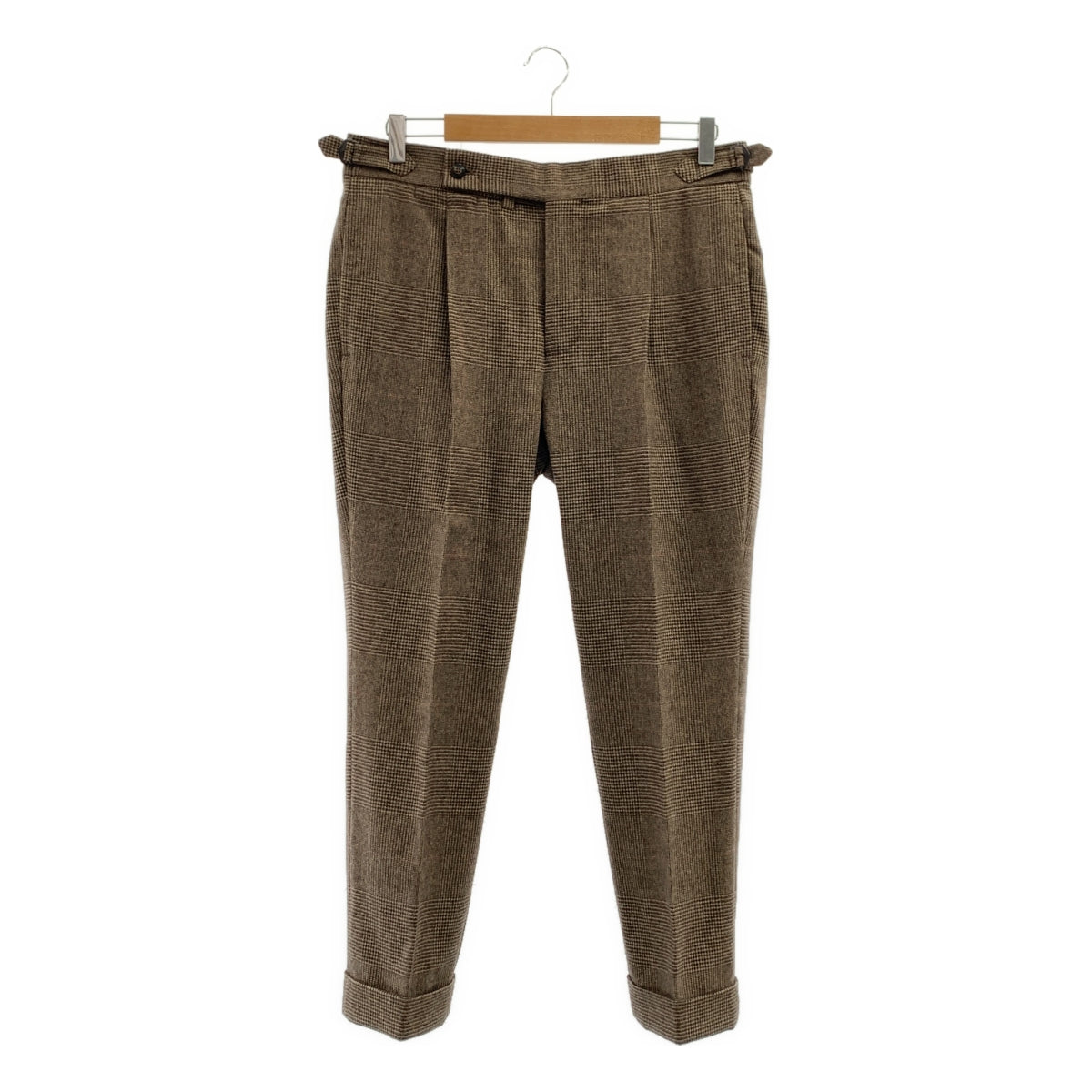 Stile Latino / スティレラティーノ | PAN4 ウール グレンチェック サイドアジャスター タック スラックス パンツ | 48 | メンズ