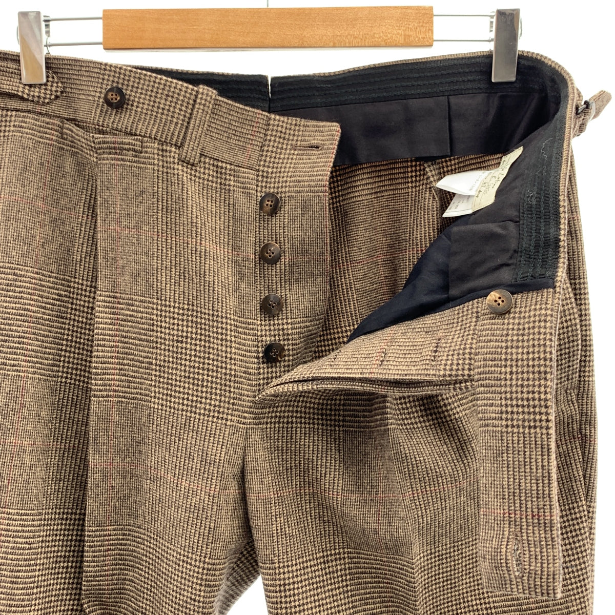 Stile Latino / スティレラティーノ | PAN4 ウール グレンチェック サイドアジャスター タック スラックス パンツ | 48 | メンズ