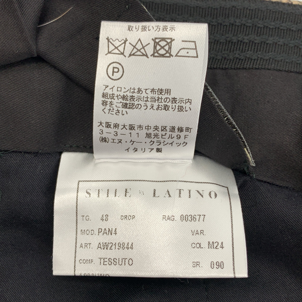 Stile Latino / スティレラティーノ | PAN4 ウール グレンチェック サイドアジャスター タック スラックス パンツ | 48 | メンズ