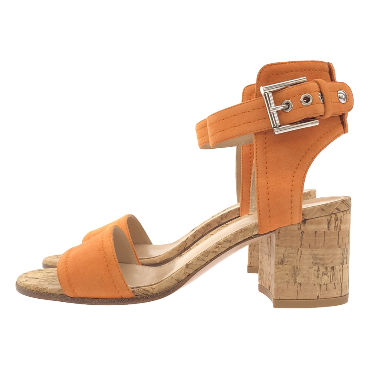 【美品】  Gianvito Rossi / ジャンヴィトロッシ | アンクルストラップ スウェード サンダル | 36 | オレンジ/ベージュ | レディース