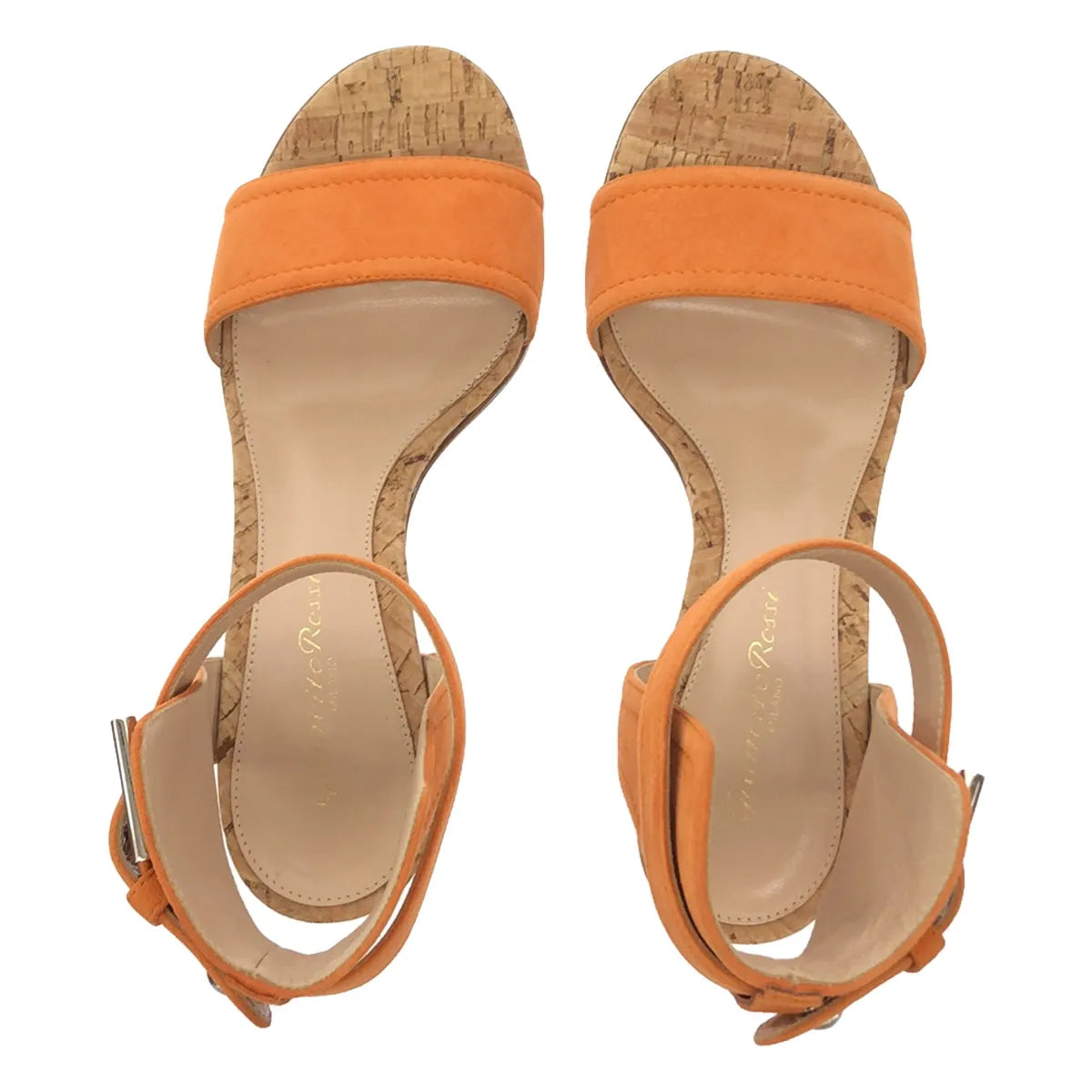 【미품】 Gianvito Rossi / 쟌비트로시 | 발목 스트랩 스웨이드 샌들 | 36 | 오렌지 / 베이지 | 여성