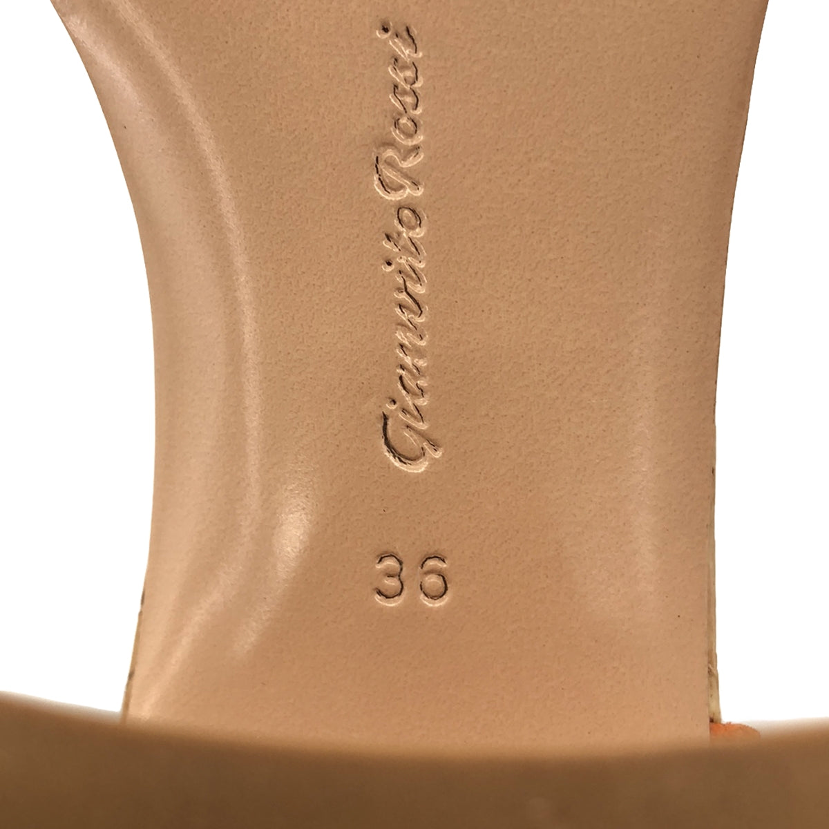 [品相良好] 吉安維托·羅西 |踝帶絨面革涼鞋 |尺寸 36 |橙色/米色|女性的