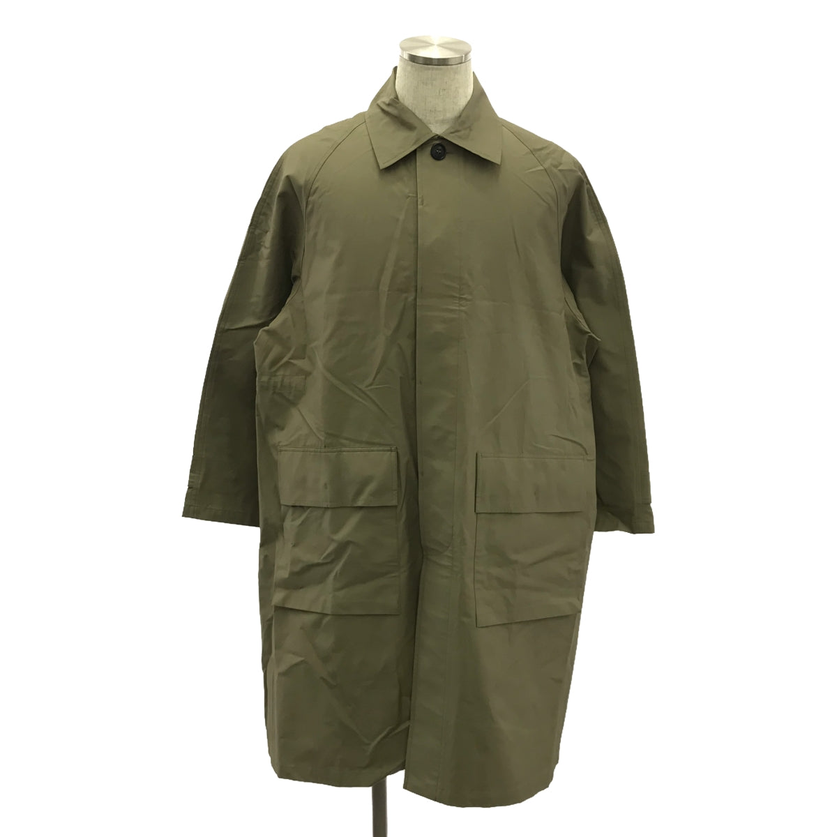 【新品】  HTS / エイチティーエス | 2024AW | COTTON NYLON BALMACAAN COAT WITH GUSSETED POCKET バルマカーン コート | 44 | ライトカーキ | メンズ