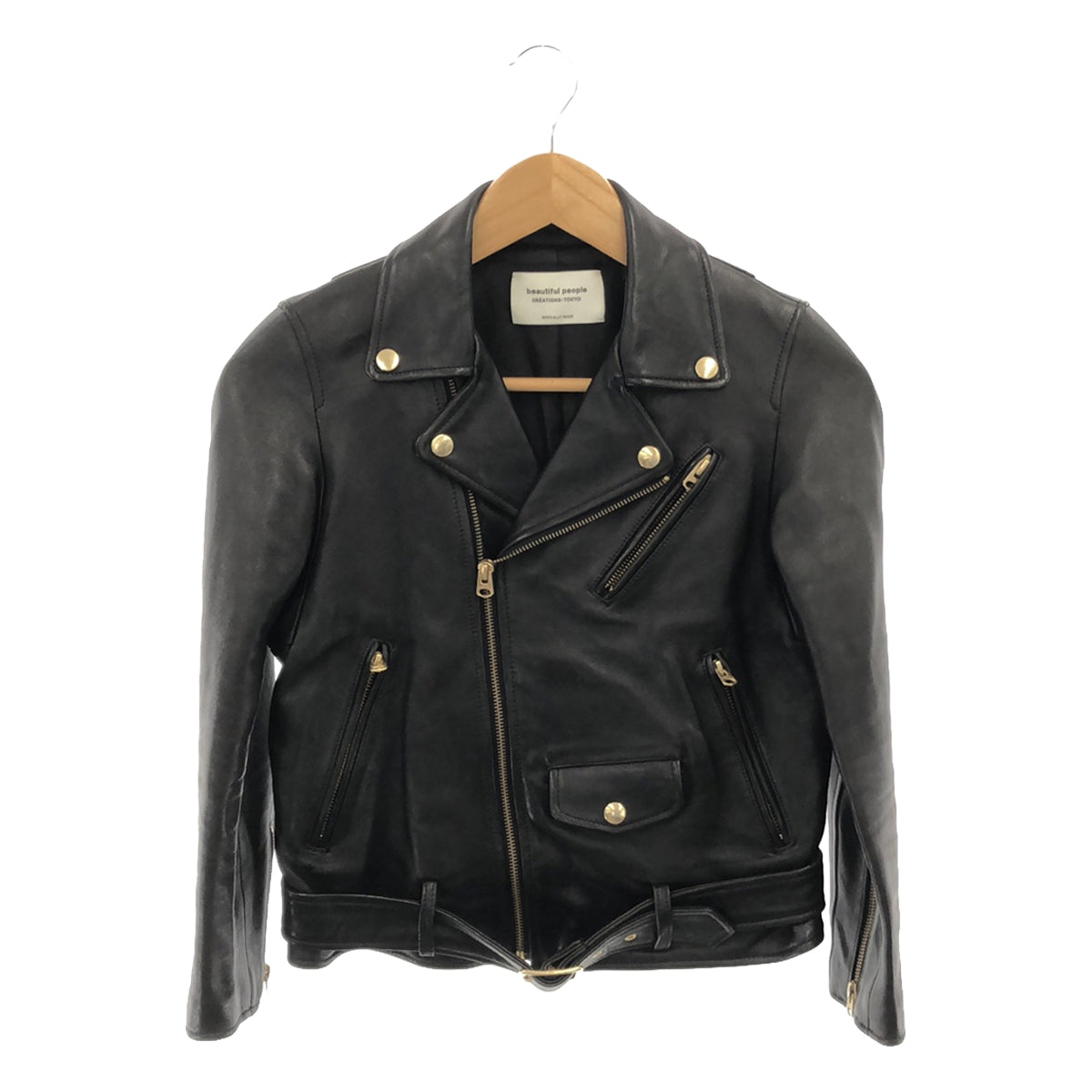 beautiful people | Leather double rider jacket | 140 | Black | Women's