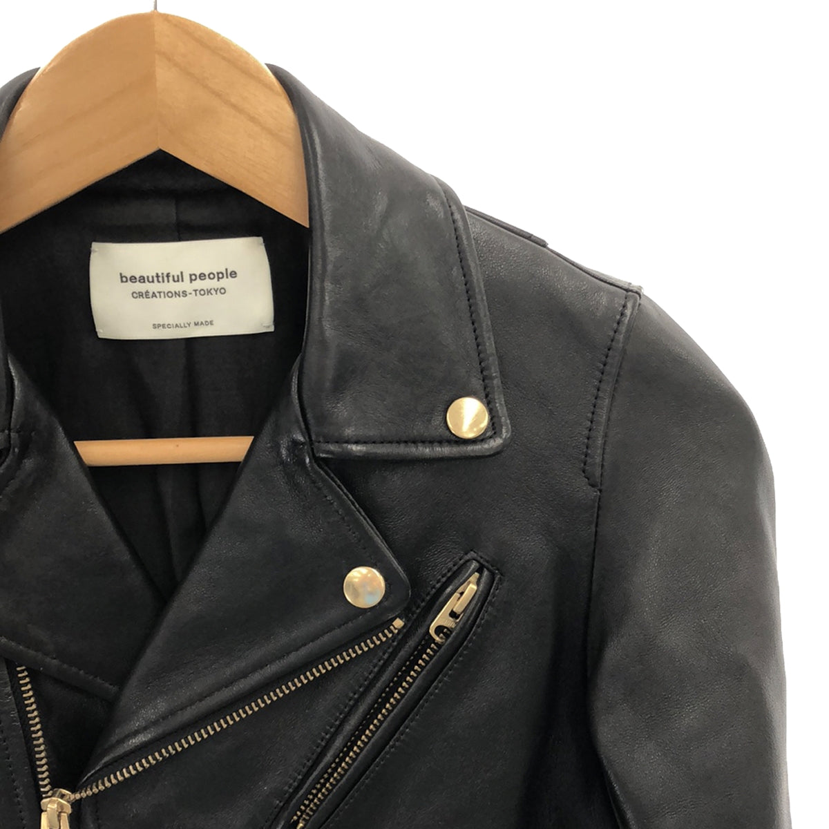 beautiful people | Leather double rider jacket | 140 | Black | Women's