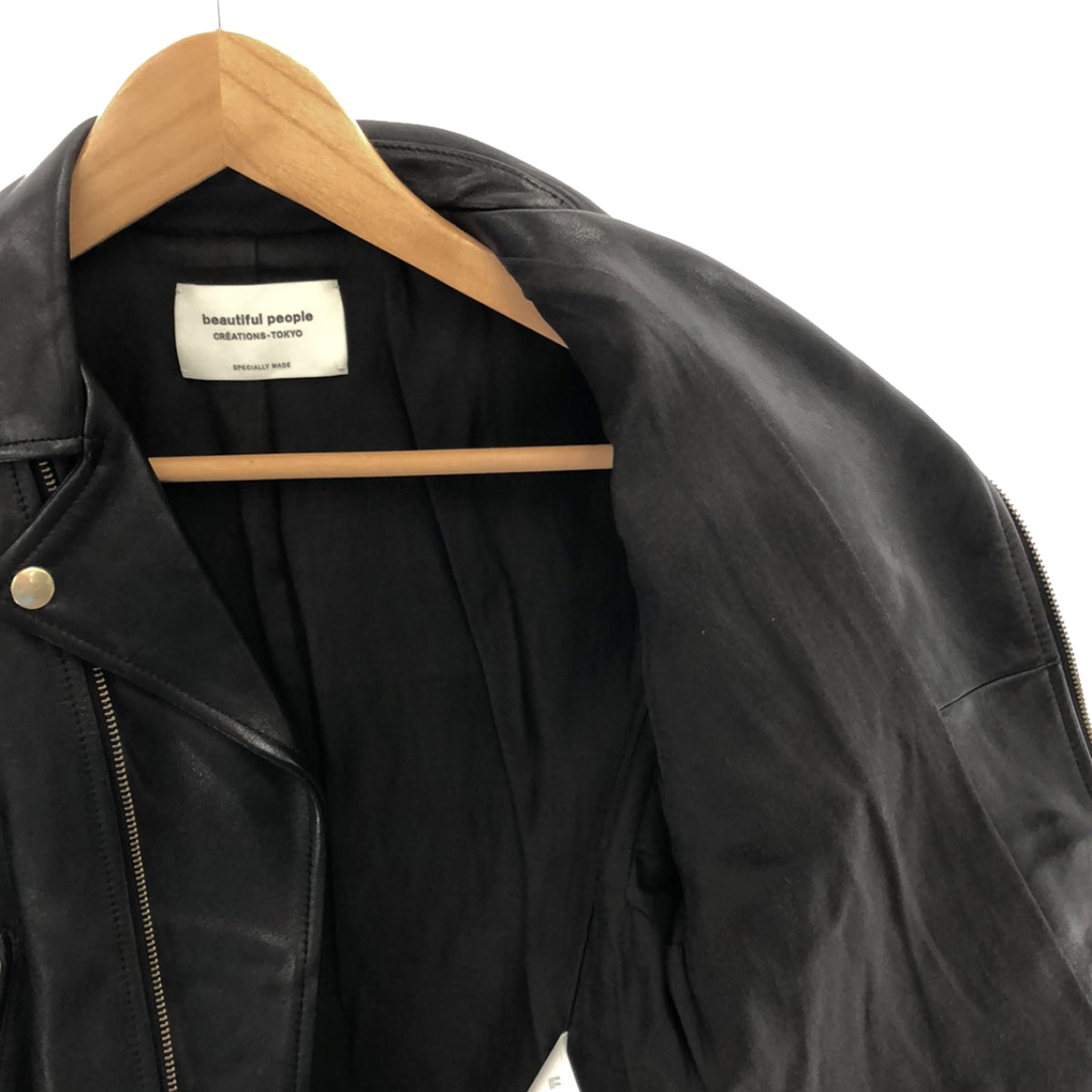 beautiful people | Leather double rider jacket | 140 | Black | Women's