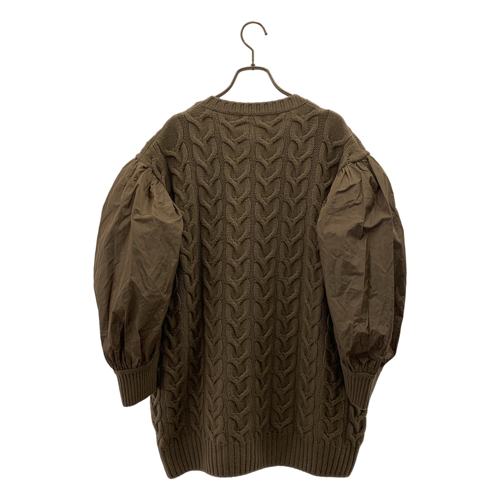 Max Mara / マックスマーラ | 2024AW | VITTOR タフタスリーブ 切替 ケーブルニット ワンピース | L | ブラウン | レディース