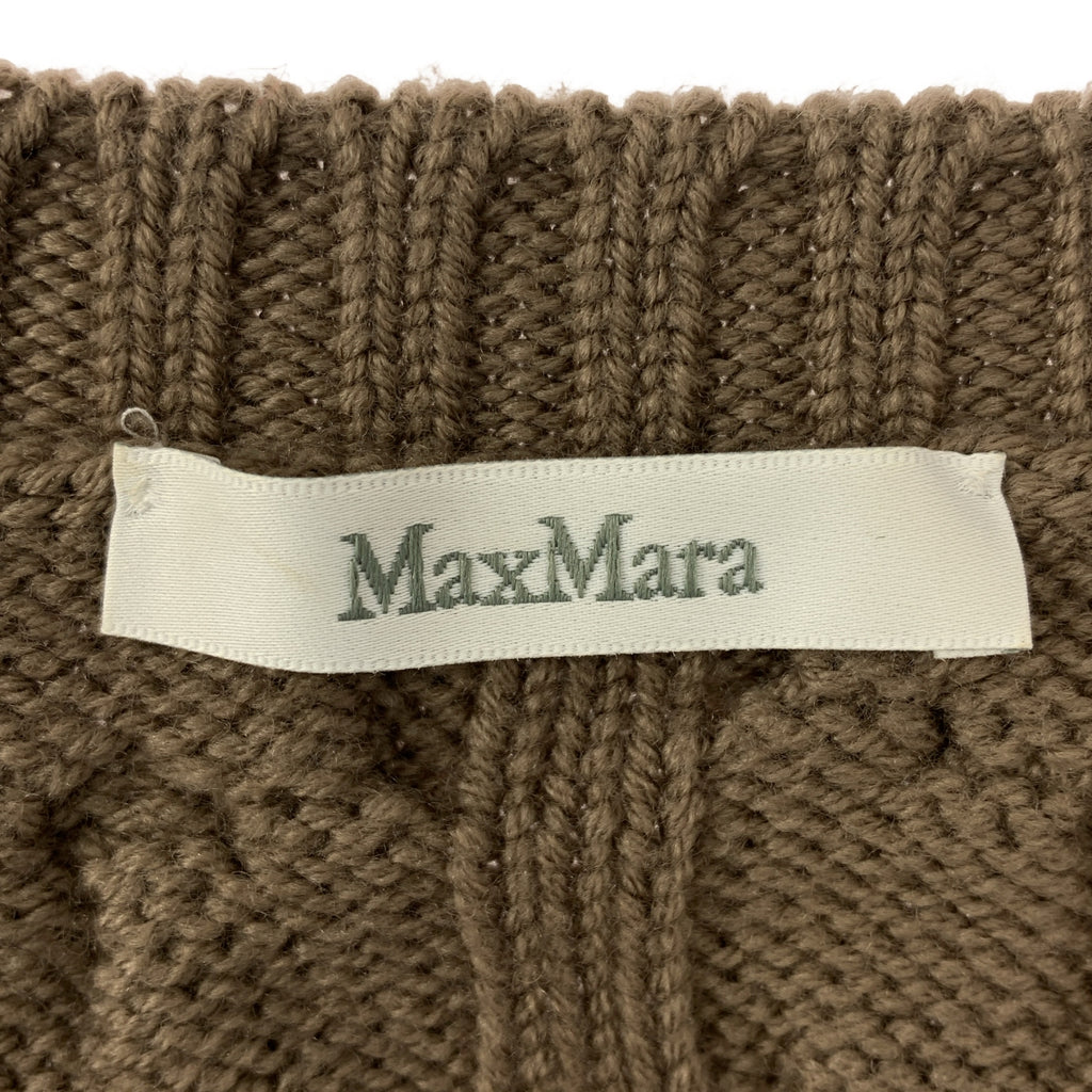 Max Mara / マックスマーラ | 2024AW | VITTOR タフタスリーブ 切替 ケーブルニット ワンピース | L | ブラウン | レディース