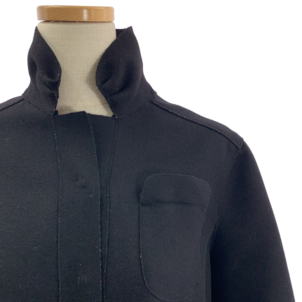 miu miu / 뮤 뮤 | 울 스탠드 컬러 싱글 재킷 | 40 | 블랙 | 여성