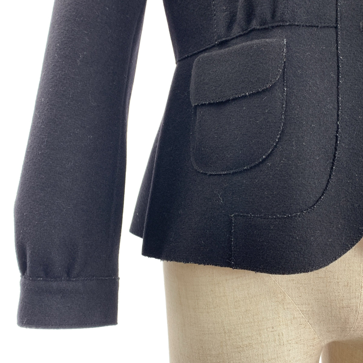 miu miu / 뮤 뮤 | 울 스탠드 컬러 싱글 재킷 | 40 | 블랙 | 여성