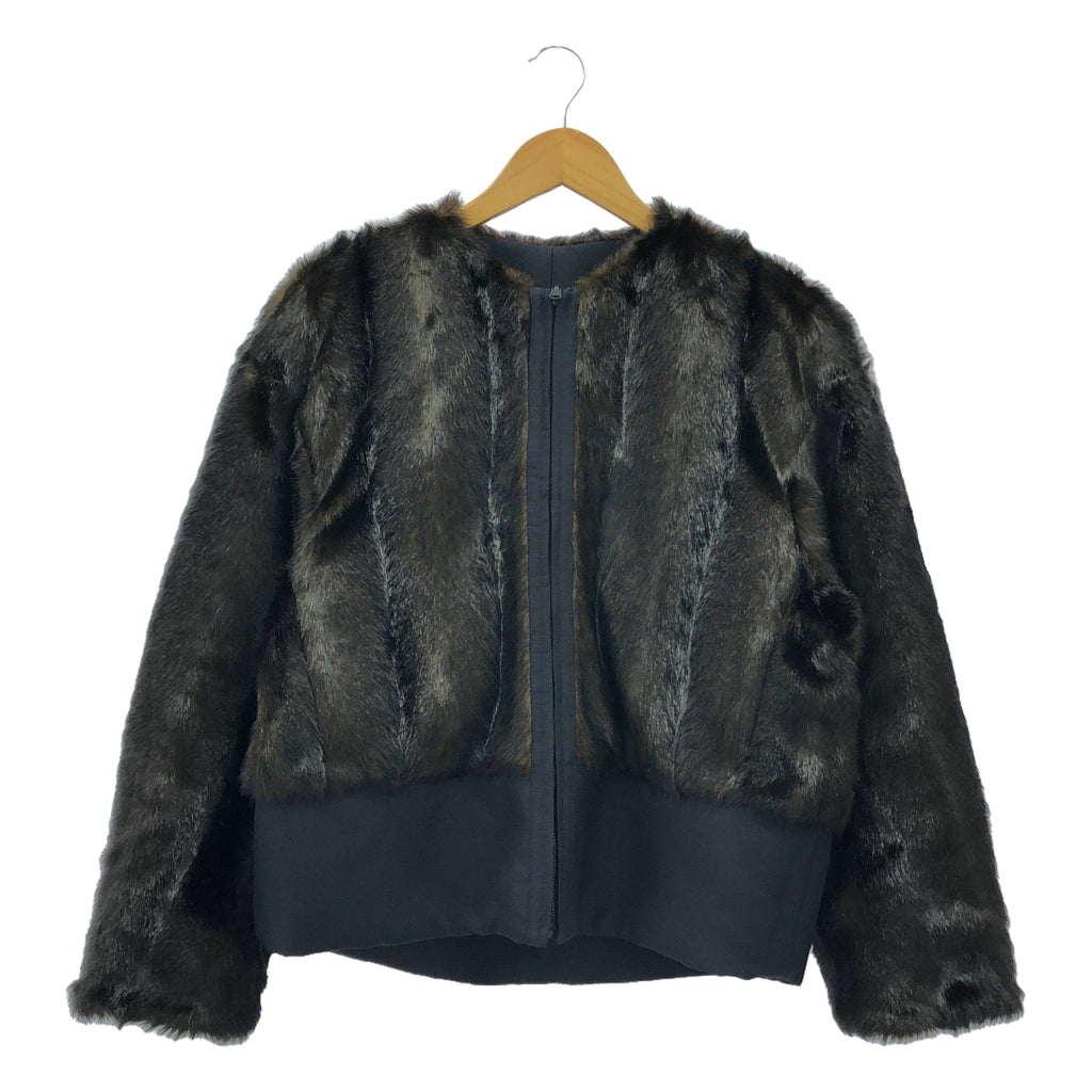 【美品】  CURRENTAGE / カレンテージ | ノーカラーリバーシブルブルゾン | 1(S) | ネイビー | レディース