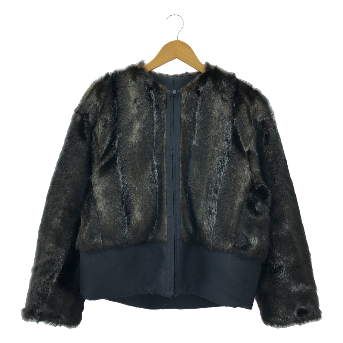 【美品】  CURRENTAGE / カレンテージ | ノーカラーリバーシブルブルゾン | 1(S) | ネイビー | レディース
