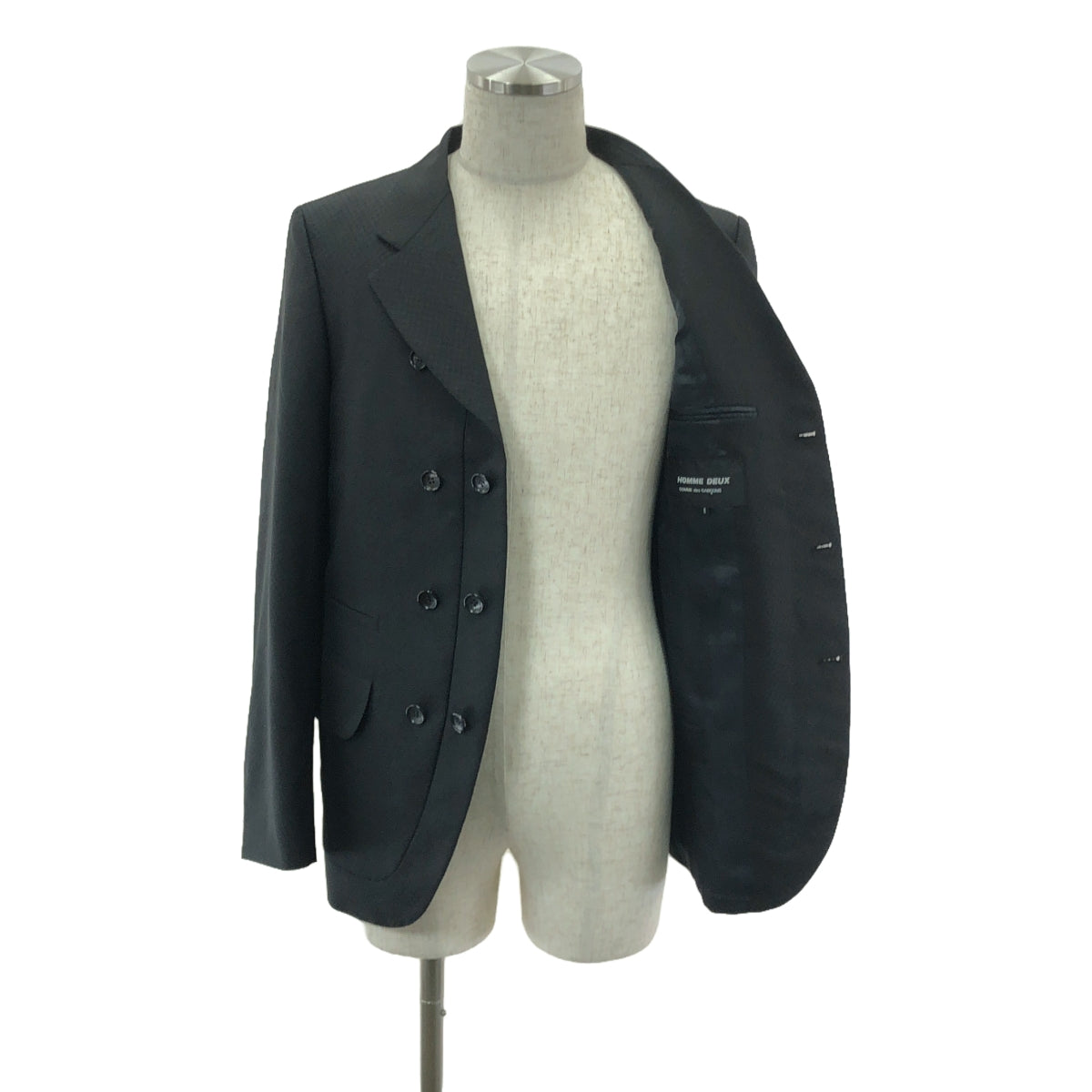 【美品】  COMME des GARCONS HOMME DEUX / コムデギャルソンオムドゥ | 2024AW | 総柄 ジャガード テーラードジャケット | S | ブラック | メンズ
