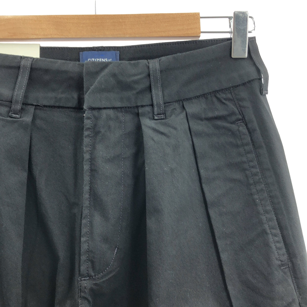 【新品】  MUSE de Deuxieme Classe / ミューズドゥーズィーエムクラス | 2025SS | 【CITIZENS of HUMANITY / シチズンズ・オブ・ヒューマニティ】 PLEATED TROUSER  ストレッチコットン ワイドパンツ | 26 | ブラック | レディース