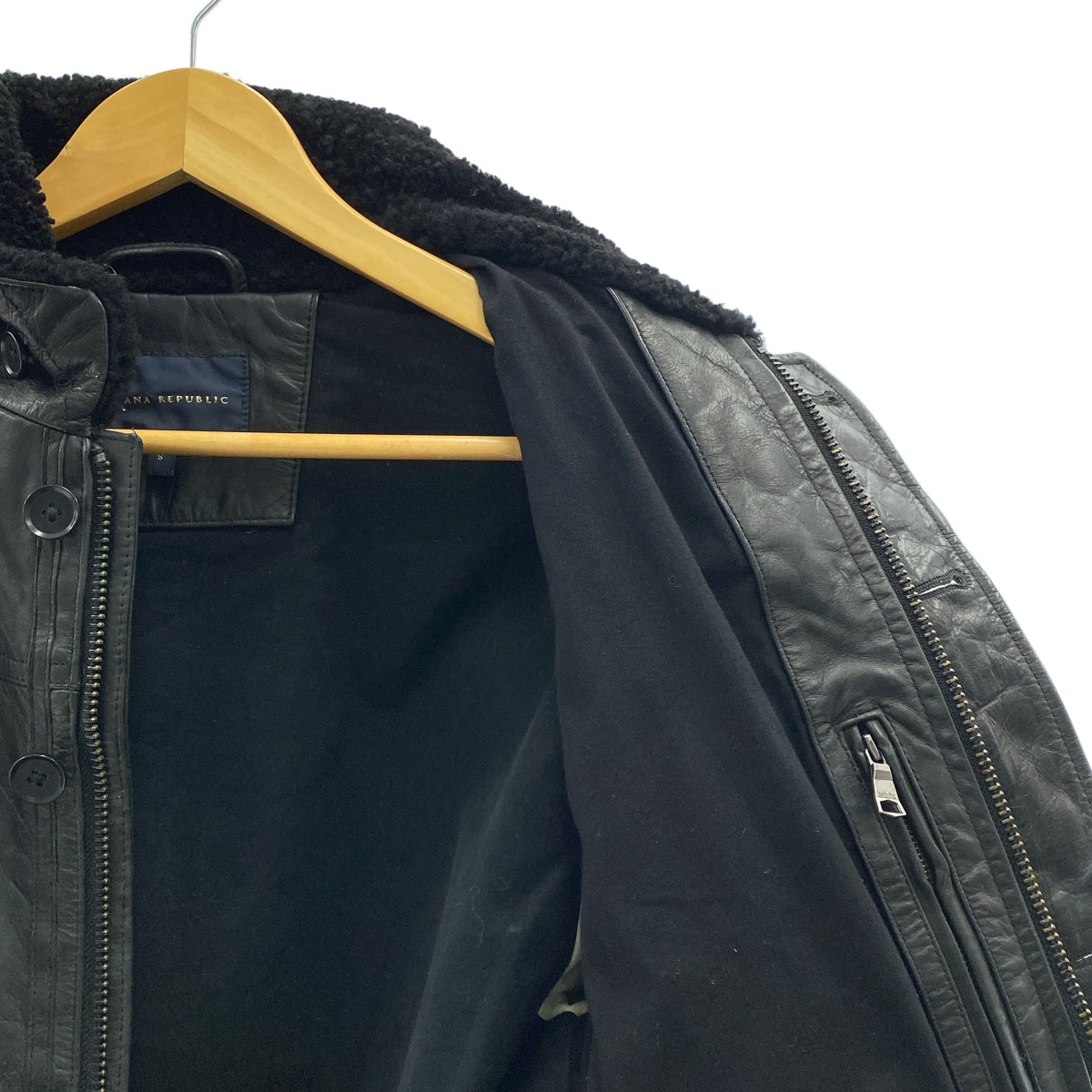 BANANA REPUBLIC / バナナリパブリック | レザー N-1 襟ボア デッキジャケット | S | メンズ