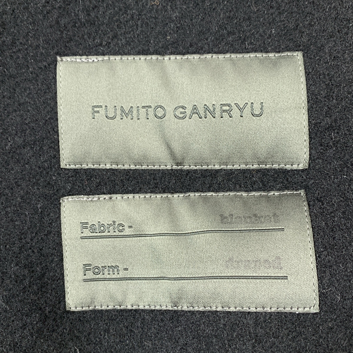 FUMITO GANRYU | 毛毯大衣 | 羊毛毛毯大衣 | 尺寸 2 | 黑色 | 男士
