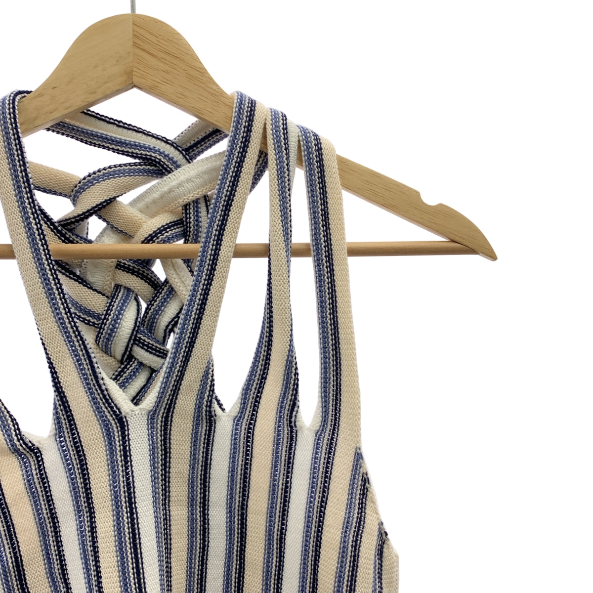 Y/PROJECT / 와이 프로젝트 | BRAIDED NECK KNIT TOP 브레이디드 넥 니트 | 36 | 베이지 / 블루 | 여성