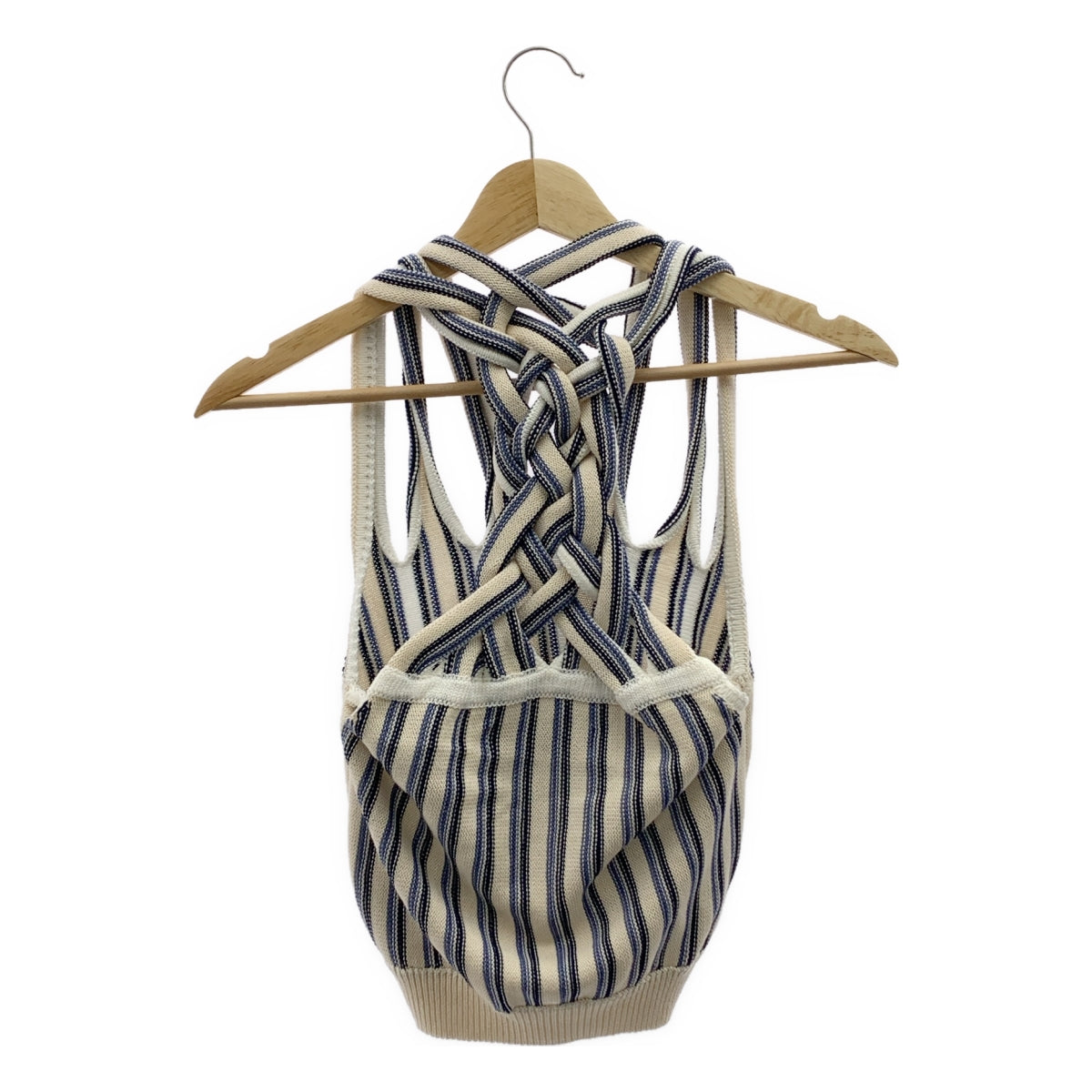 Y/PROJECT / 와이 프로젝트 | BRAIDED NECK KNIT TOP 브레이디드 넥 니트 | 36 | 베이지 / 블루 | 여성