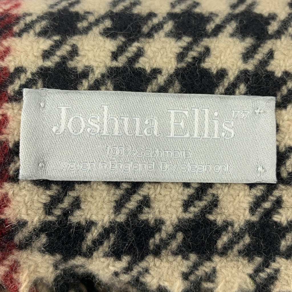 【成色極佳】JOSHUA ELLIS | 100% 羊絨千鳥格流蘇圍巾，男女通用 | 米色 | 女士