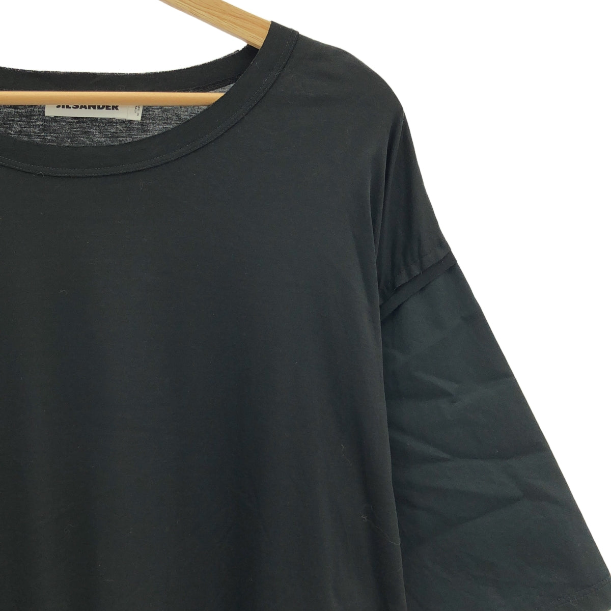 JIL SANDER / ジルサンダー | コットン 袖切替 ボリューム ワンピース | M | ブラック | レディース