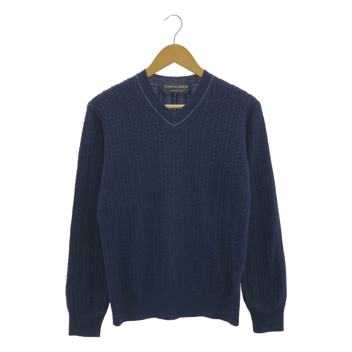 COMME des GARCONS HOMME PLUS / コムデギャルソンオムプリュス | 90s〜/AD1999 | 製品染め Vネック ケーブルニット プルオーバー |