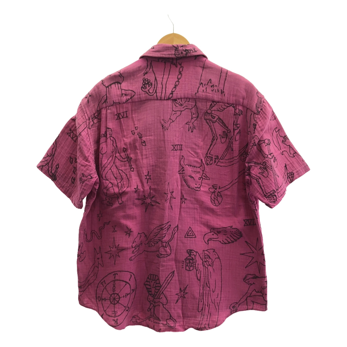 The Elder Statesman | All-over print gauze open collar shirt | M | Pink | Men's