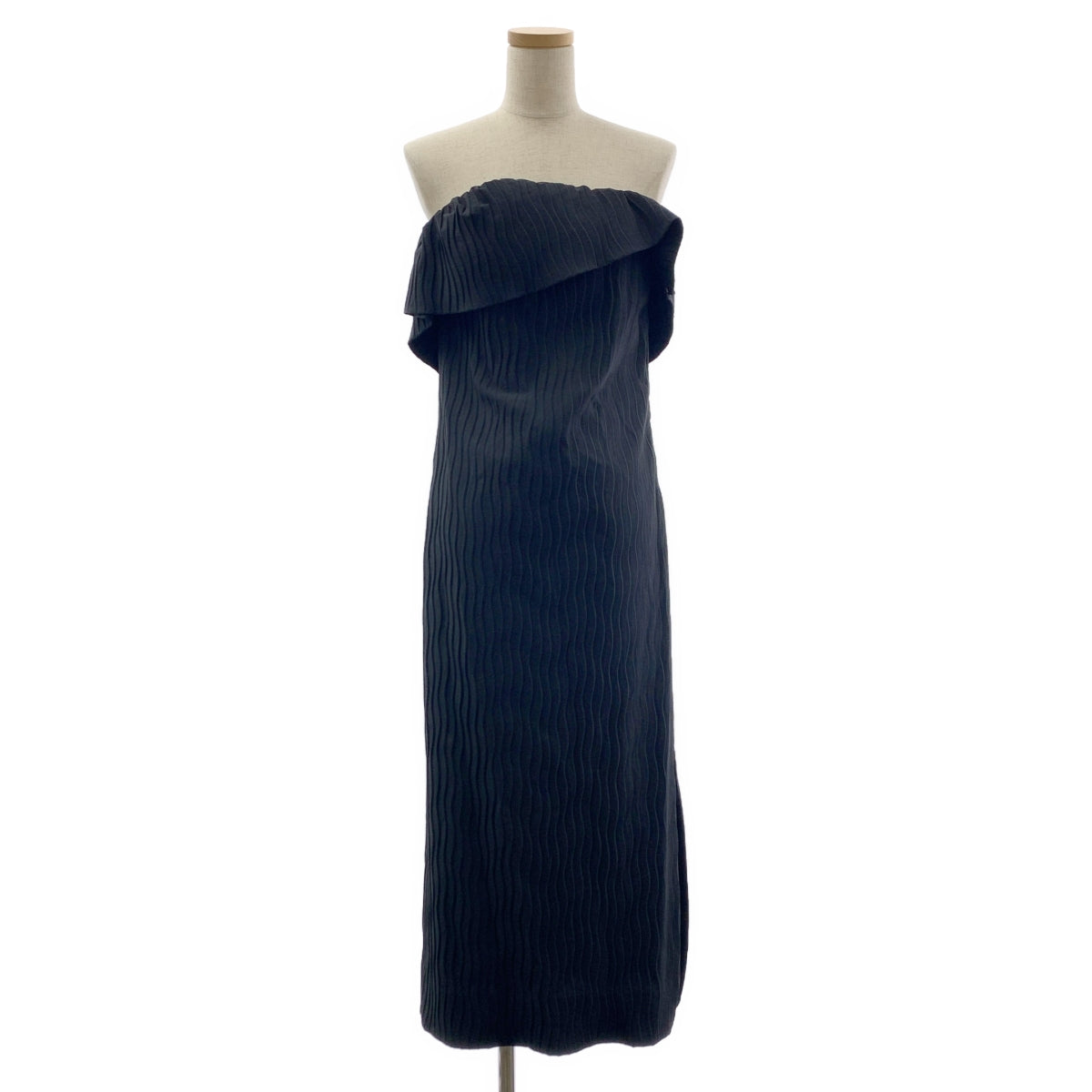 Mame Kurogouchi / 마메쿠로고우치 | 2025SS | Wave Pleats Baretop Dress / 베어 톱 드레스 원피스 | 1 | 여성