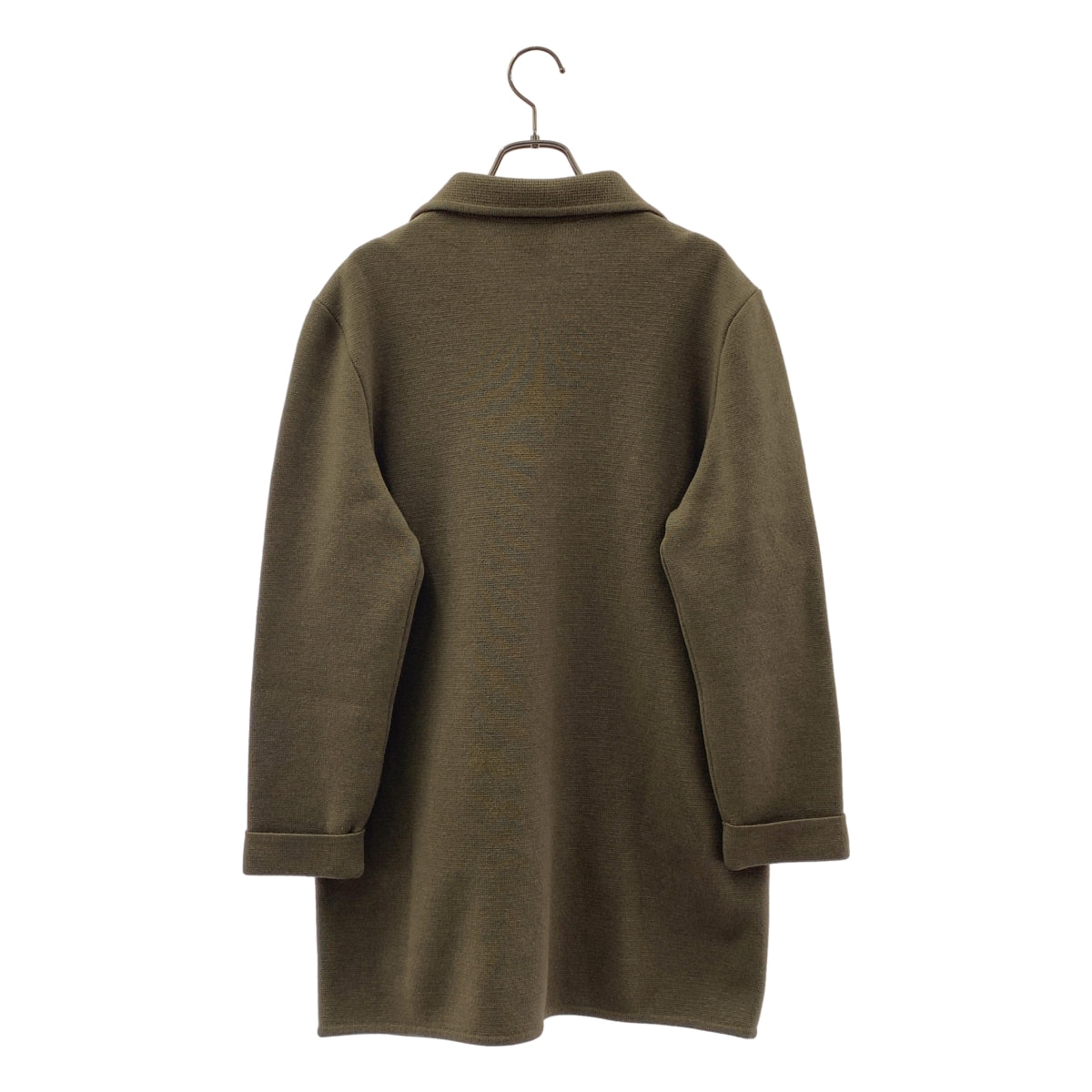 HERMES / エルメス | スエード レザー カシミヤ ニット ロゴボタン ロングジャケット | M | ブラウン/カーキ系 | レディース