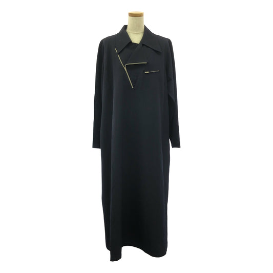 Y's / Y's Yohji Yamamoto | 羊毛華達呢拉鍊騎士洋裝 | 海軍藍 | 女款