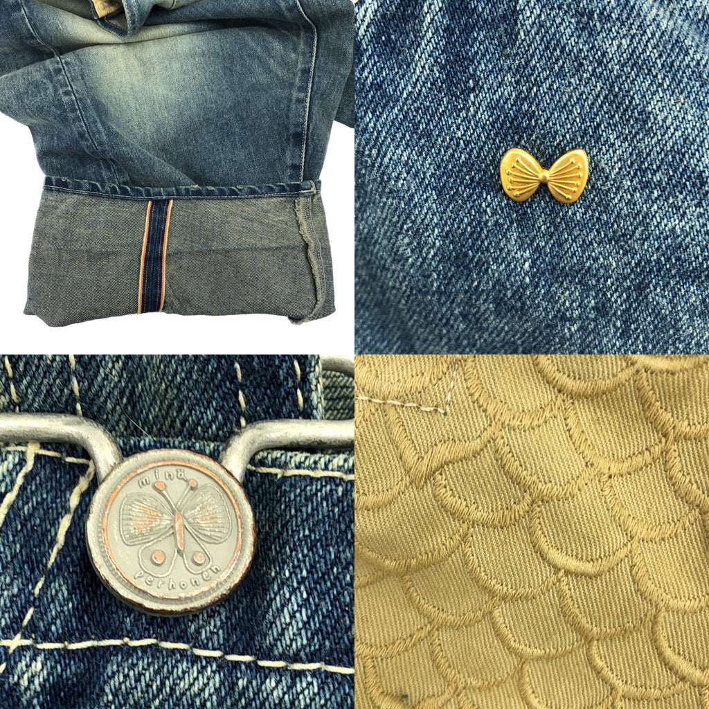 mina perhonen | always 做舊皮革拼接寬版牛仔背帶褲 | 38碼 | 女款