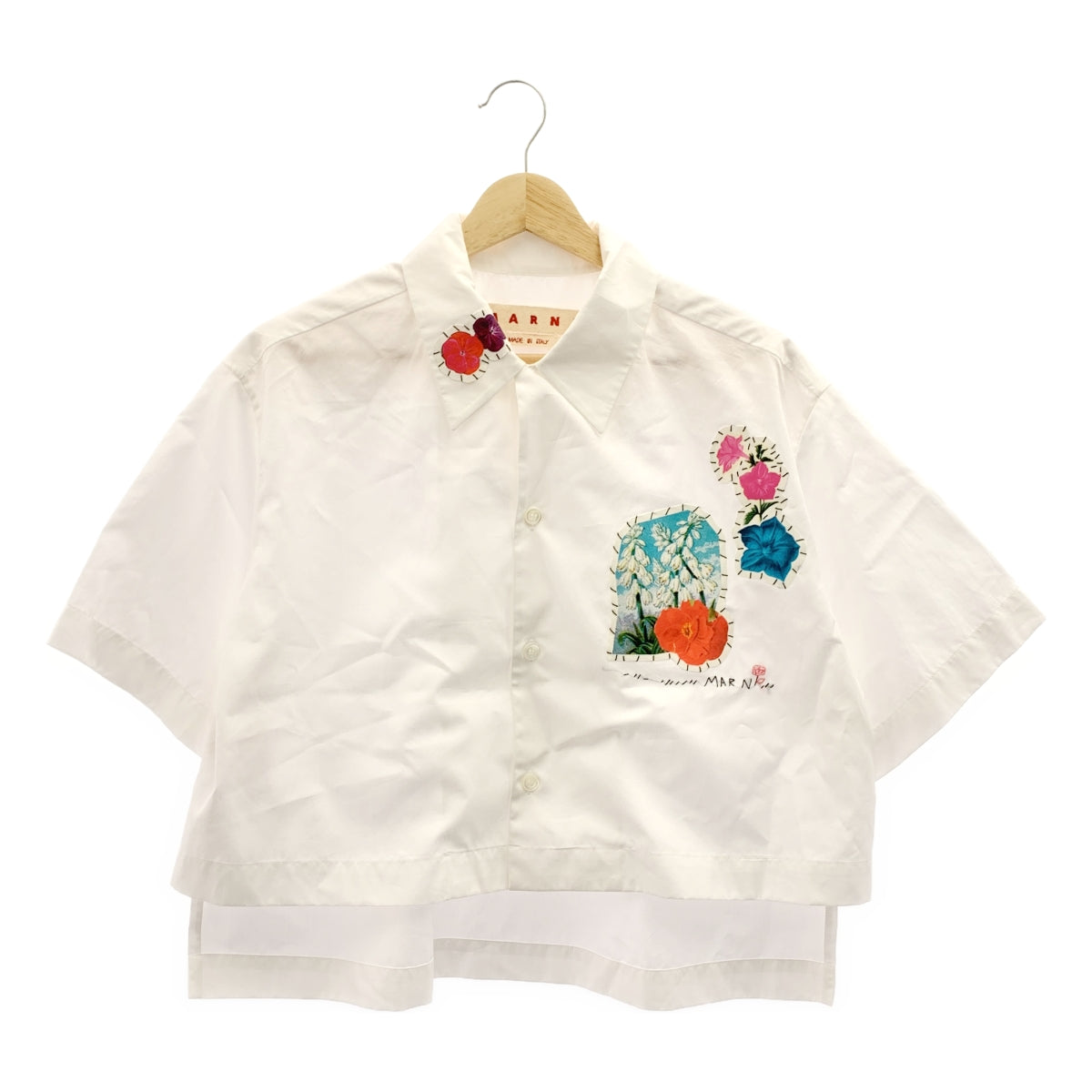 MARNI / マルニ | 2024SS | フローラルパッチ 刺しゅう 半袖シャツ | 40 |