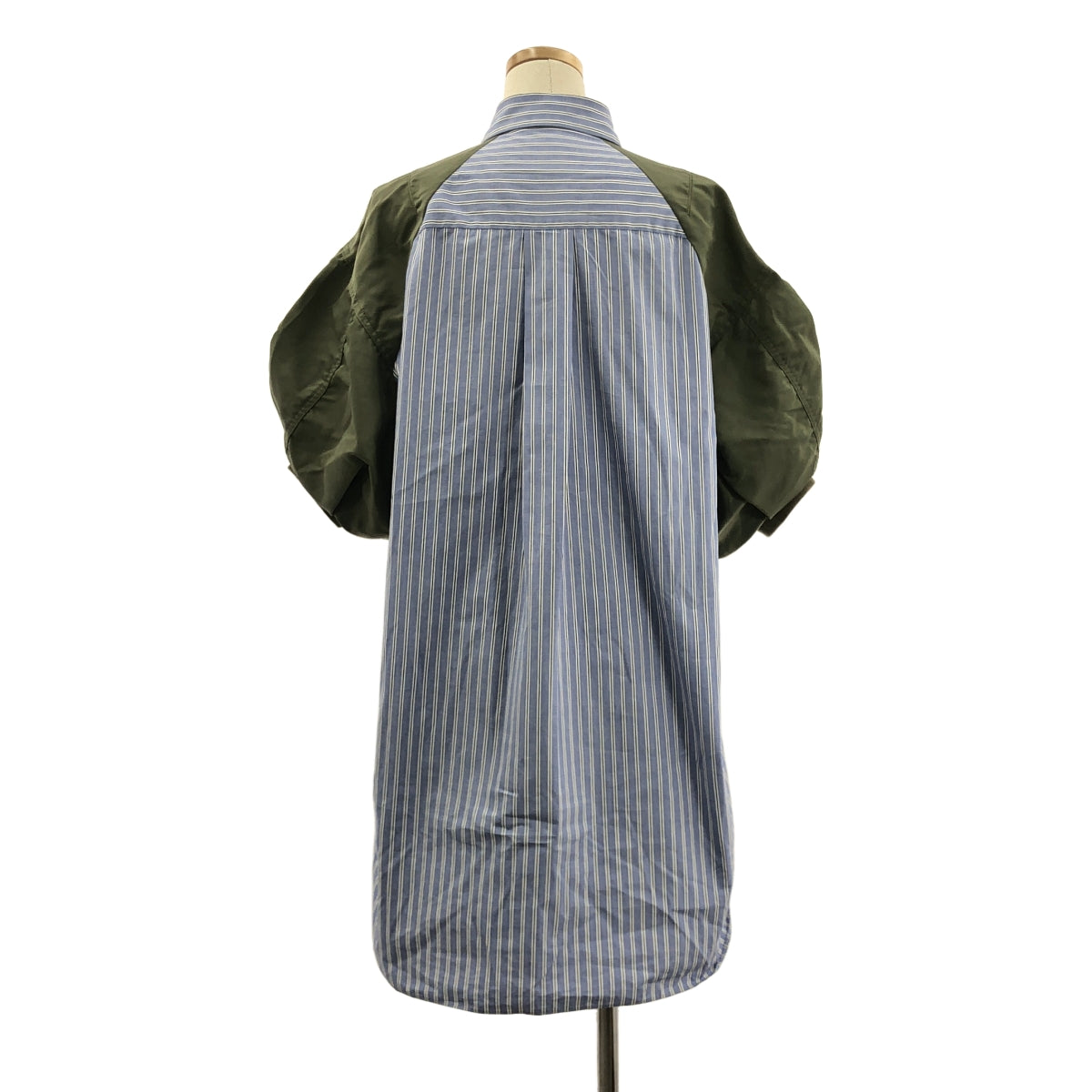sacai | 棉府綢 x 尼龍斜紋洋裝 MA1 條紋襯衫裙 | 尺寸 2 | 卡其色/淺藍/白色 | 女款