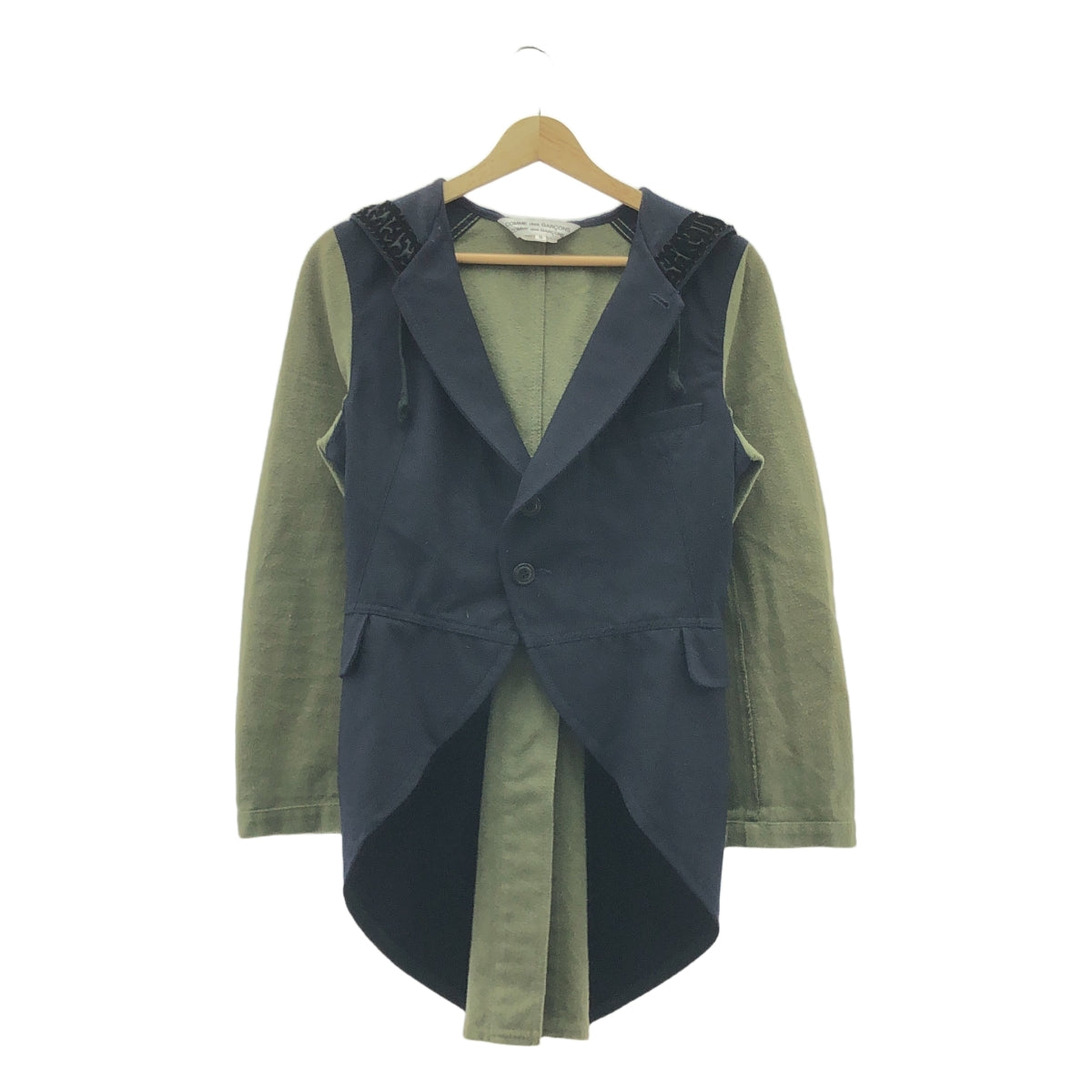 COMME des GARCONS COMME des GARCONS / Comme des | 2010AW |法蘭絨飾邊連帽燕尾服外套 | S |海軍藍 / 橄欖綠 |女性的