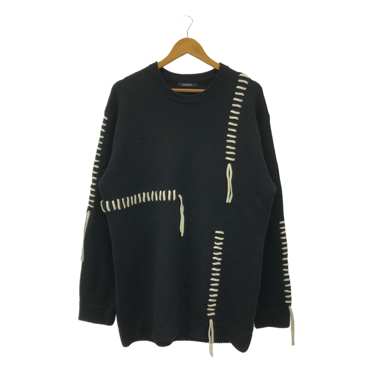 無愛 |點線圓領針織 | L |黑色 |男士