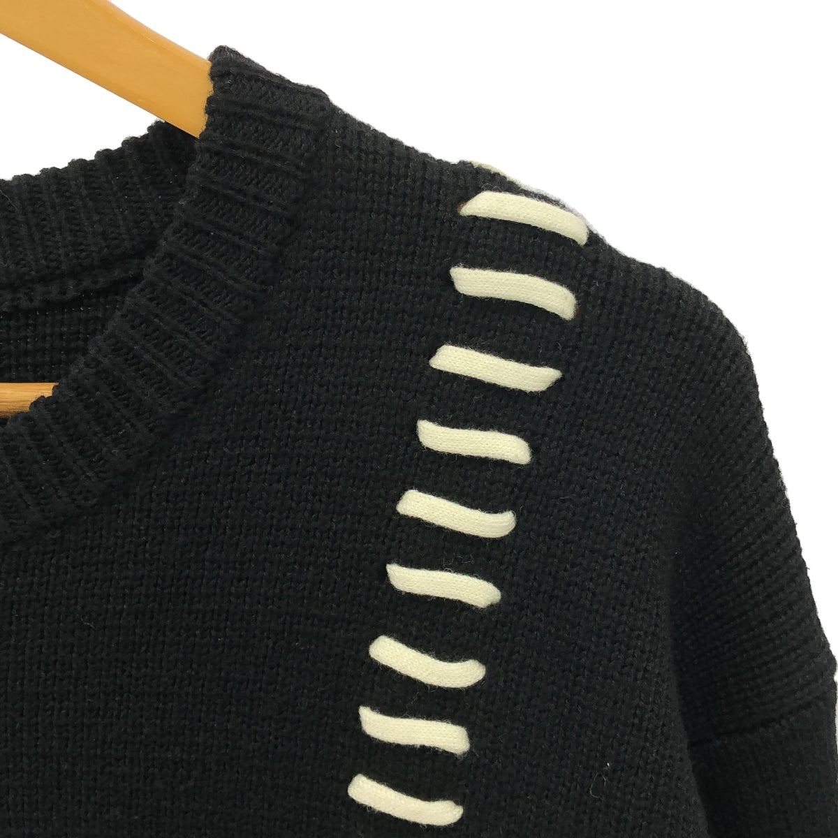 LOVELESS | Point Thread Crew Neck Knit | L | Black | Men's