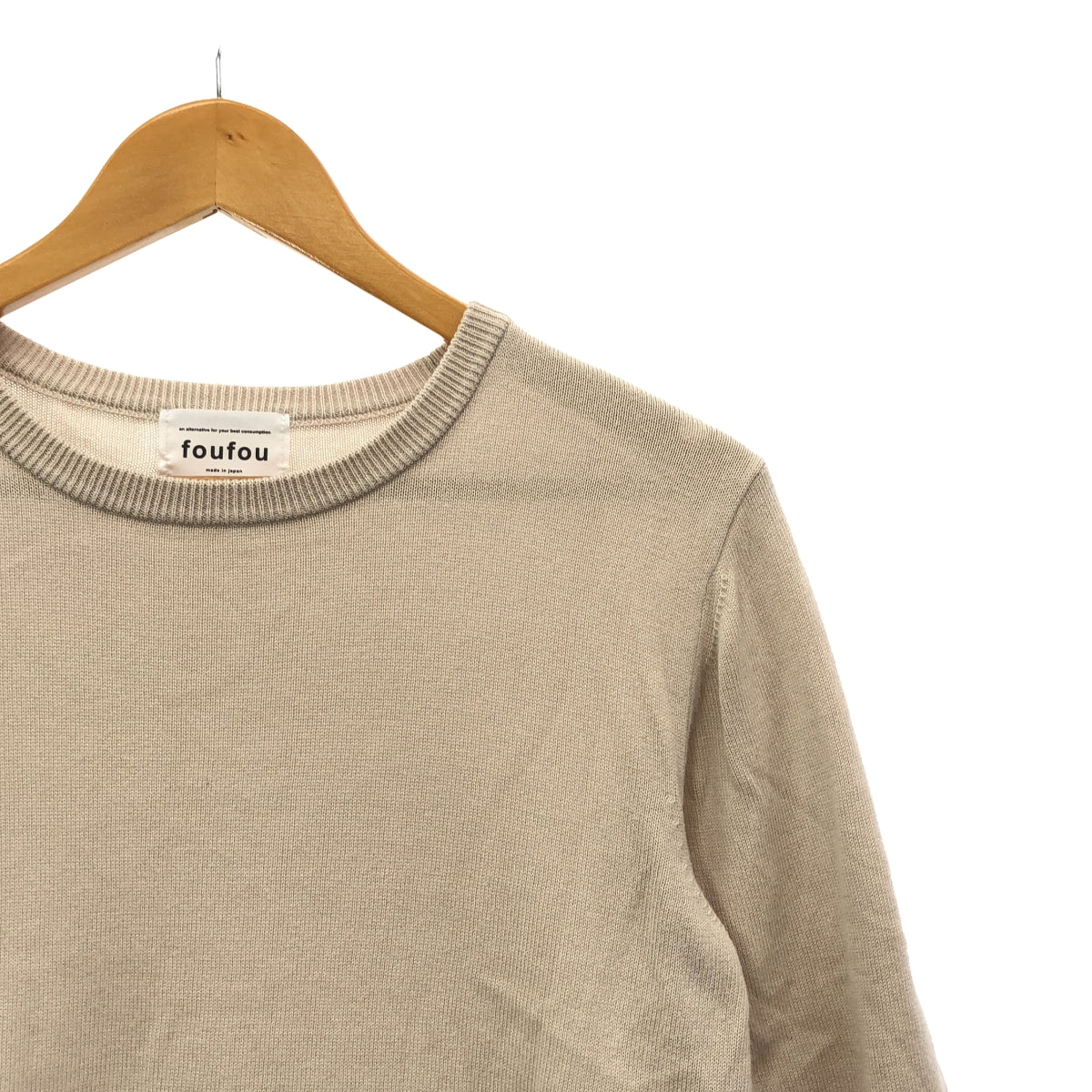 foufou / フーフー | crew neck half-length sleeve 5部袖 プルオーバー ニット | F | ナチュラル | レディース