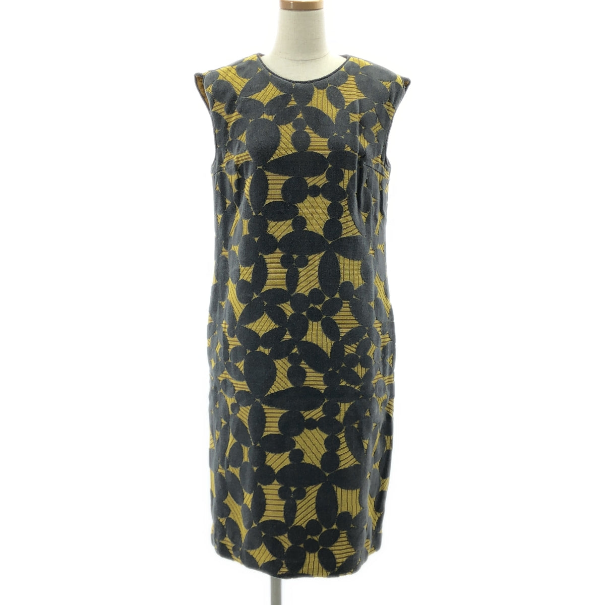 [全新] mina perhonen | 2013 秋冬 | leaf / 無袖絨布洋裝 | 38碼 | 灰色/黃色 | 女款