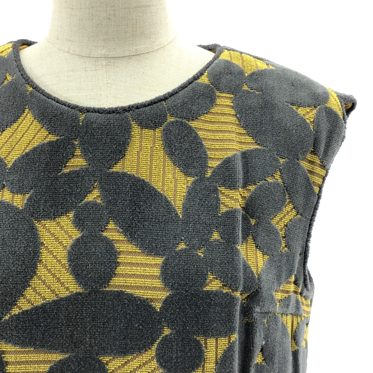 [全新] mina perhonen | 2013 秋冬 | leaf / 無袖絨布洋裝 | 38碼 | 灰色/黃色 | 女款