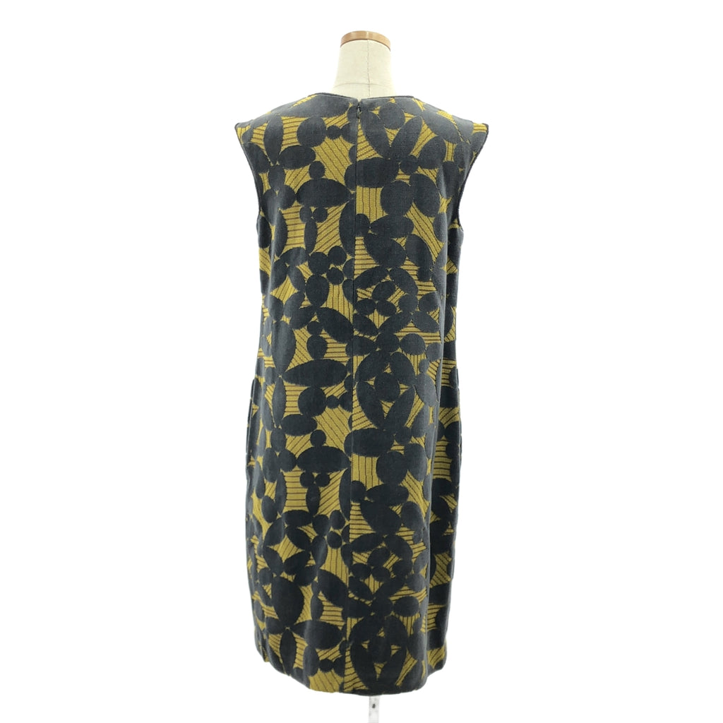 【新品】  mina perhonen / ミナペルホネン | 2013AW | leaf リーフ / ノースリーブ パイル ワンピース | 38 | グレー / イエロー | レディース
