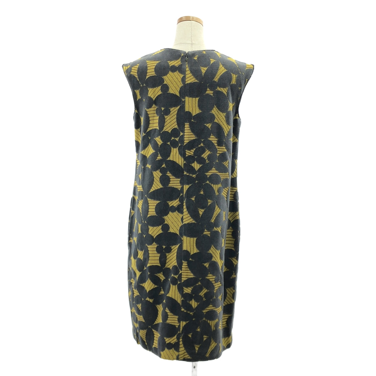 [全新] mina perhonen | 2013 秋冬 | leaf / 無袖絨布洋裝 | 38碼 | 灰色/黃色 | 女款