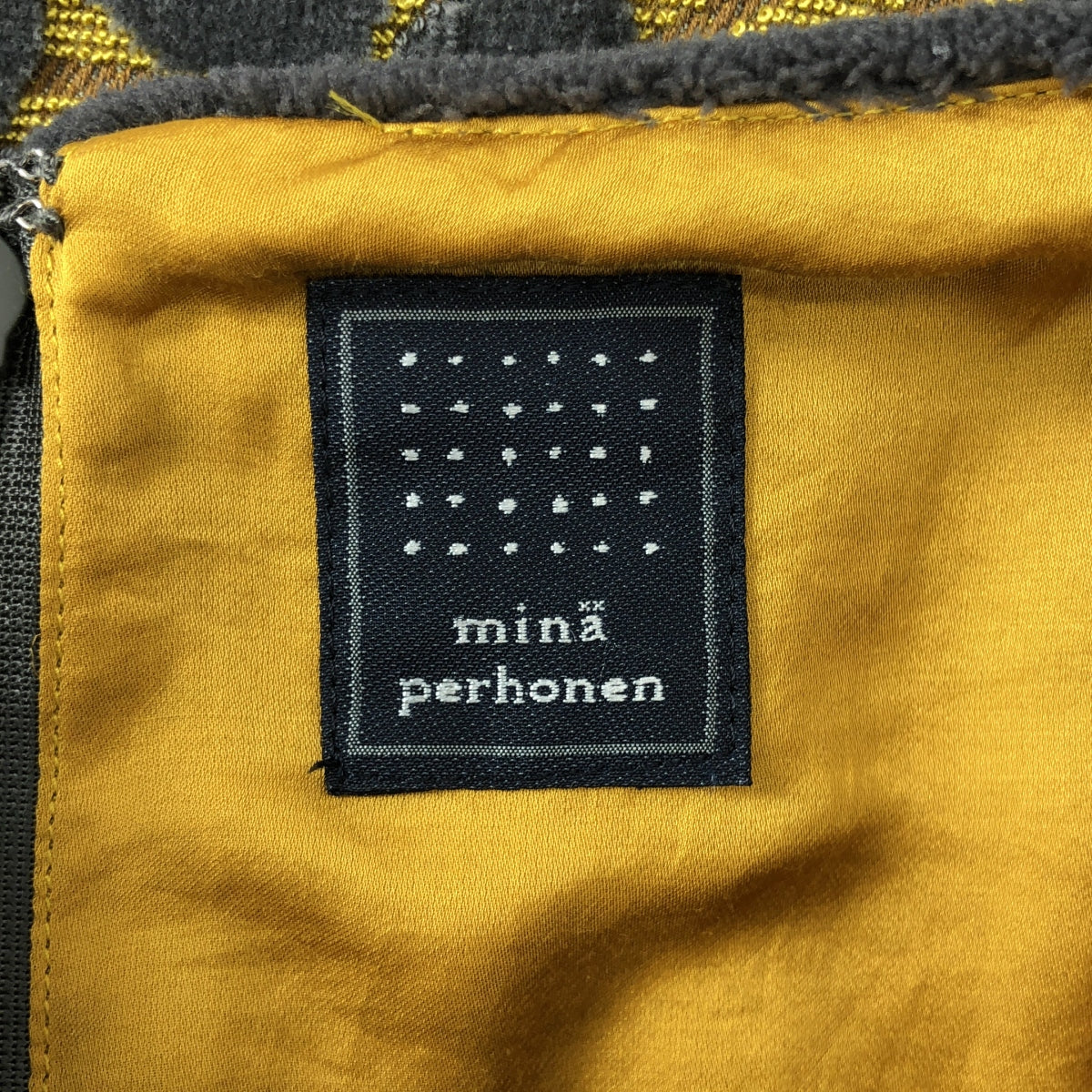 [全新] mina perhonen | 2013 秋冬 | leaf / 無袖絨布洋裝 | 38碼 | 灰色/黃色 | 女款