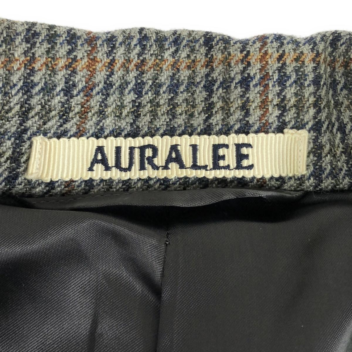 【미품】 AURALEE / 오라리 | DOUBLE FACE CHECK DOUBLE - BREASTED COAT / 벨트 더블 롱 코트 / 총 안감 | 0 | CHARCOAL GUNCLUB CHECK | 여성