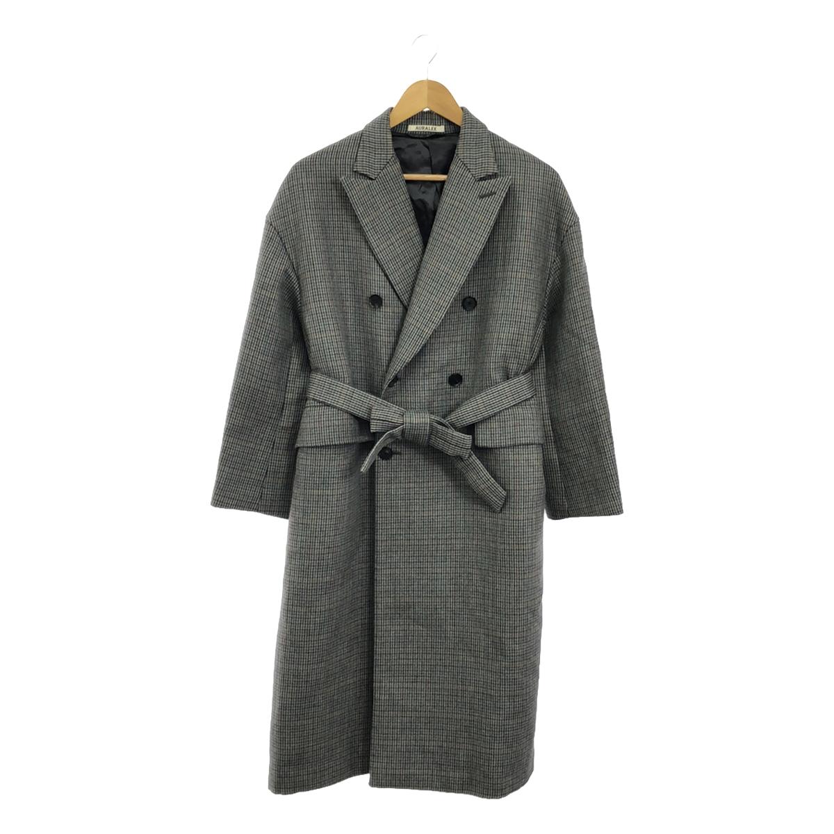 美品】 AURALEE / オーラリー | DOUBLE FACE CHECK DOUBLE - BREASTED COAT / ベルト付 – KLD