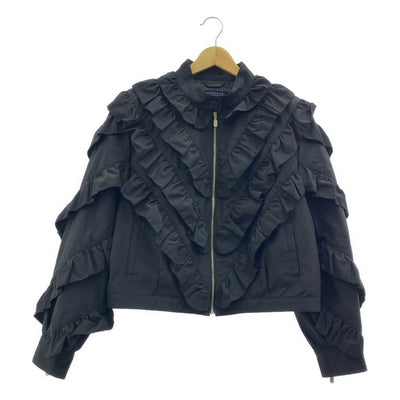 【미품】 mina perhonen / 미나페르호넨 | 2025AW | luce / 루체 프릴 지퍼 블루존 재킷 / 총 안감 | 38 | 블랙 |