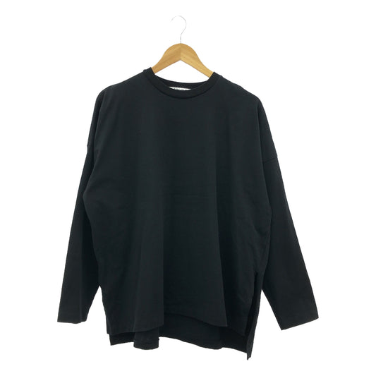 ENFOLD | 2023SS | LONG SLEEVE T-SHIRT COTTON SIDE SLITTLE CUT AND SMOOTH | 38 | BLACK | WOMEN'S