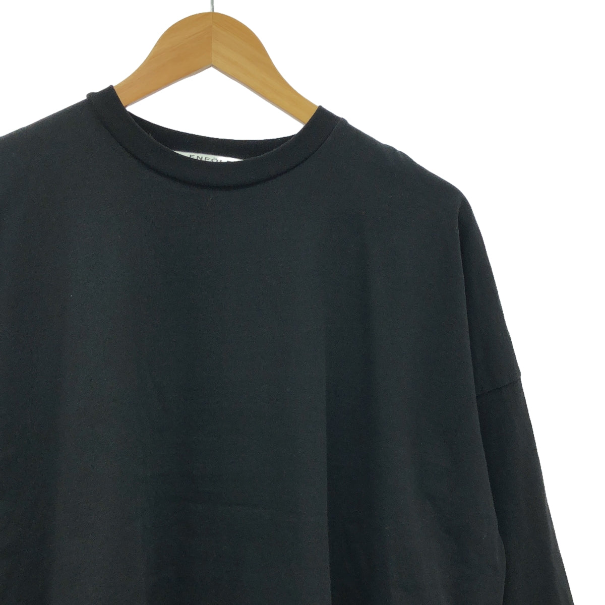 ENFOLD | 2023SS | LONG SLEEVE T-SHIRT COTTON SIDE SLITTLE CUT AND SMOOTH | 38 | BLACK | WOMEN'S